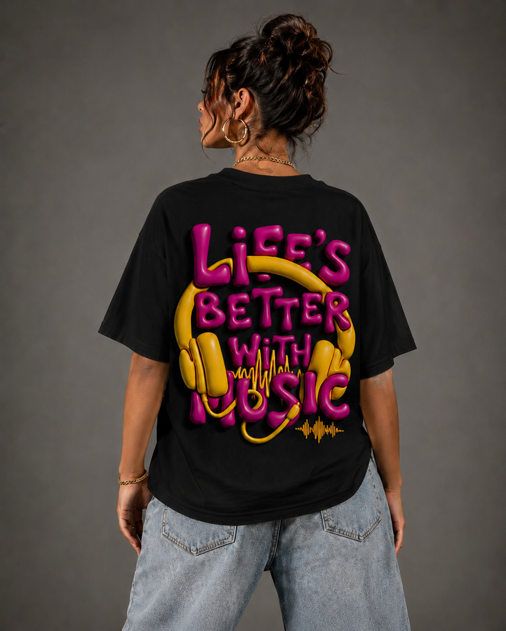Life's better with music oversized tee | Vaelor Street