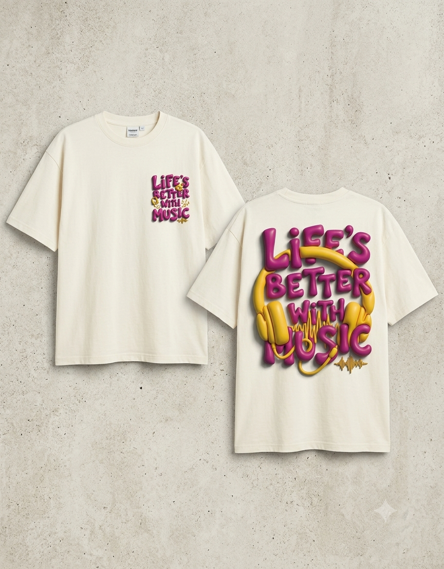 Life's better with music oversized tee | Vaelor Street