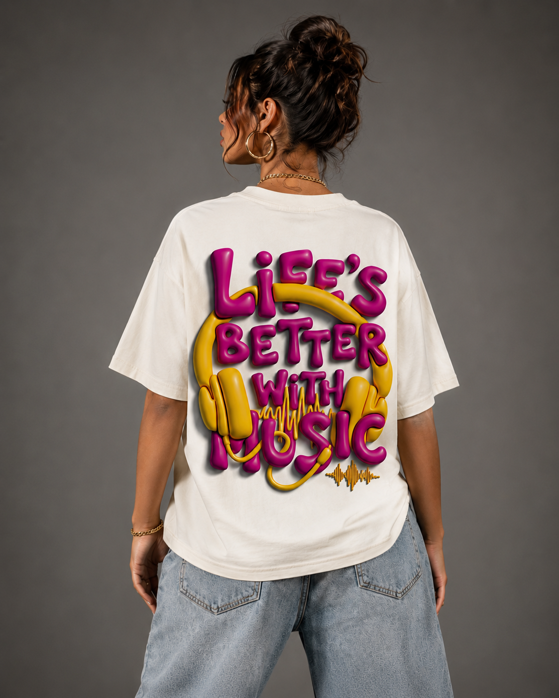 Life's better with music oversized tee | Vaelor Street