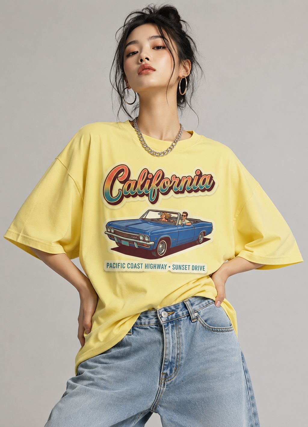 California Sunset drive oversized tee