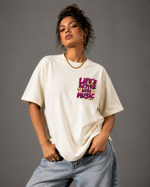 Life's better with music oversized tee | Vaelor Street