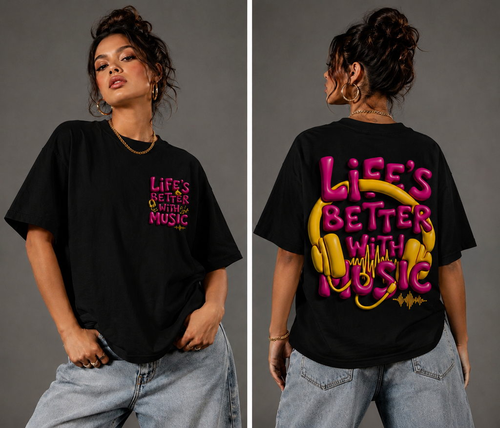 Life's better with music oversized tee | Vaelor Street