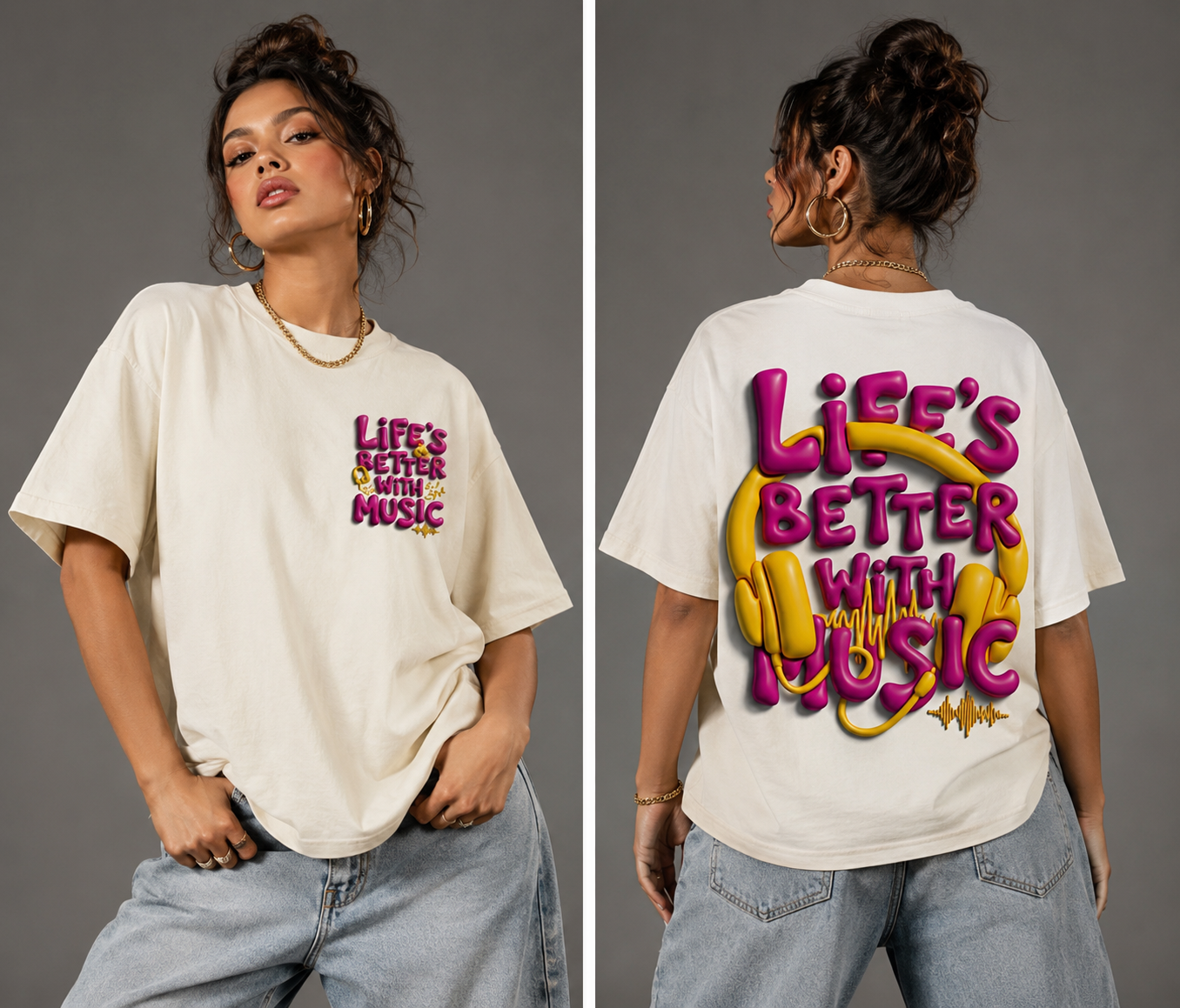 Life's better with music oversized tee | Vaelor Street