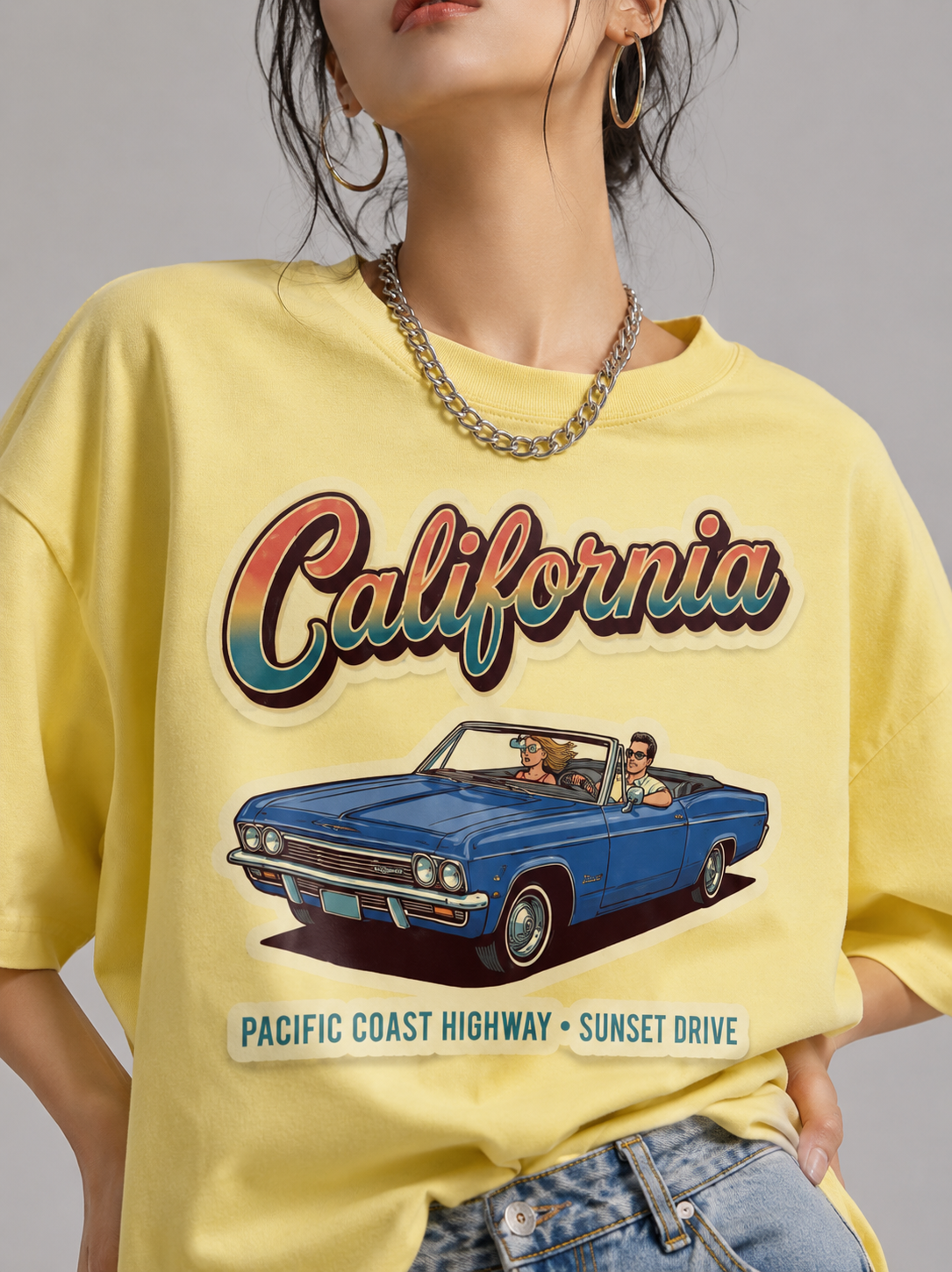 California Sunset drive oversized tee