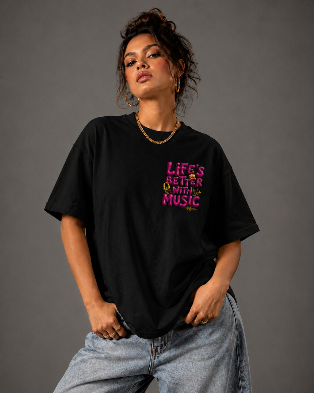 Life's better with music oversized tee | Vaelor Street