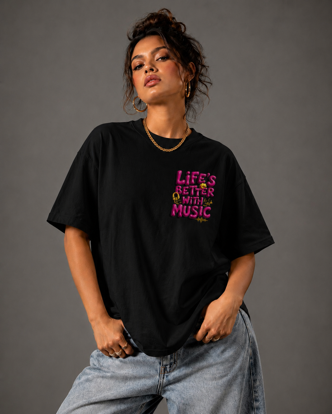 Life's better with music oversized tee | Vaelor Street